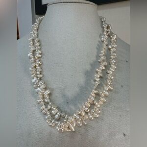 Double strand freshwater pearl necklace